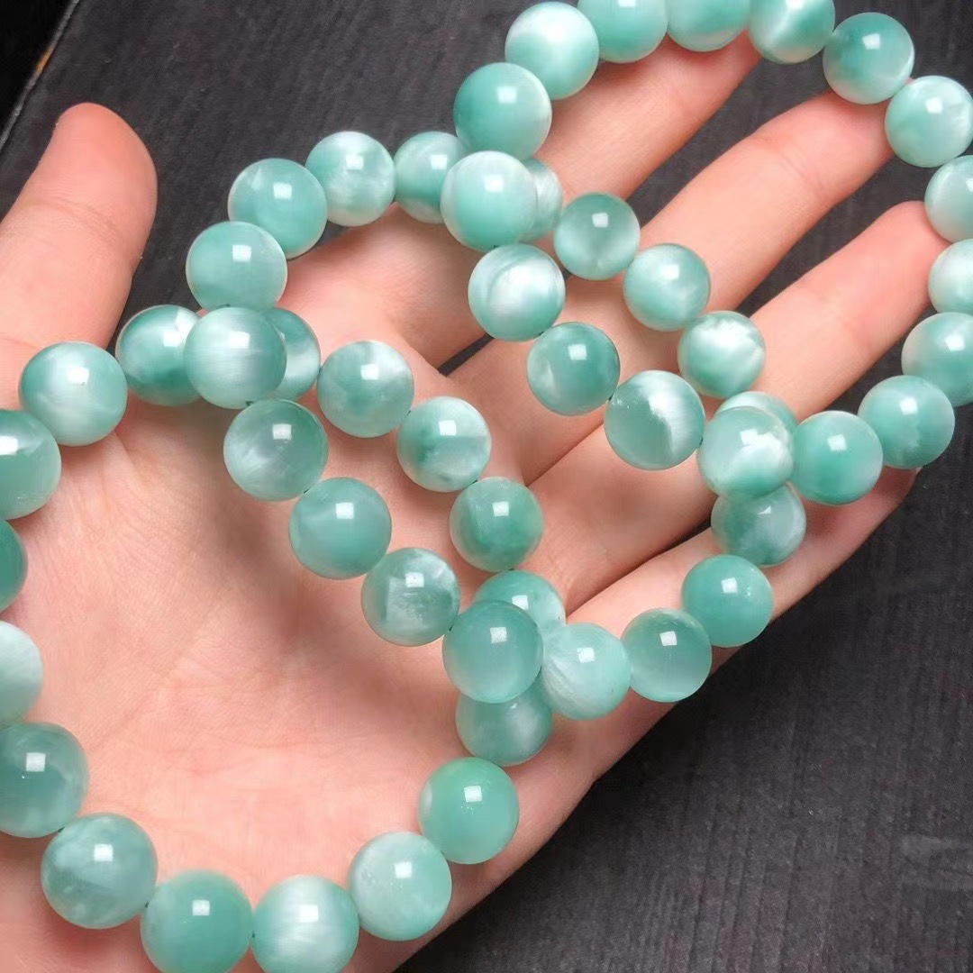 天然绿纹石高货玛瑙手链玉石龟背纹火彩绿海纹颜色美节日礼品批发