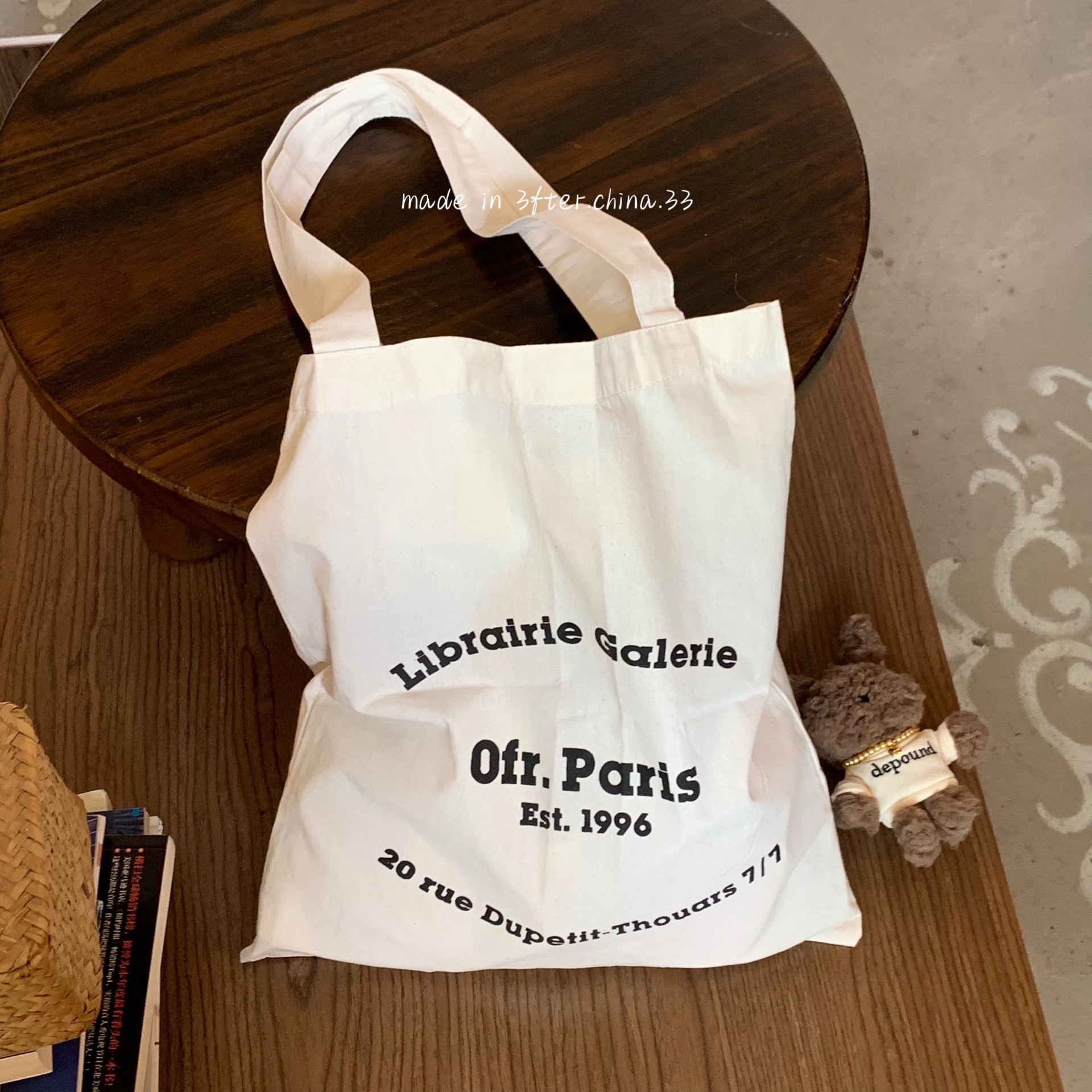 糯米蛋白松可颂,法国巴黎paris书店薄款全棉单肩包布袋帆布包