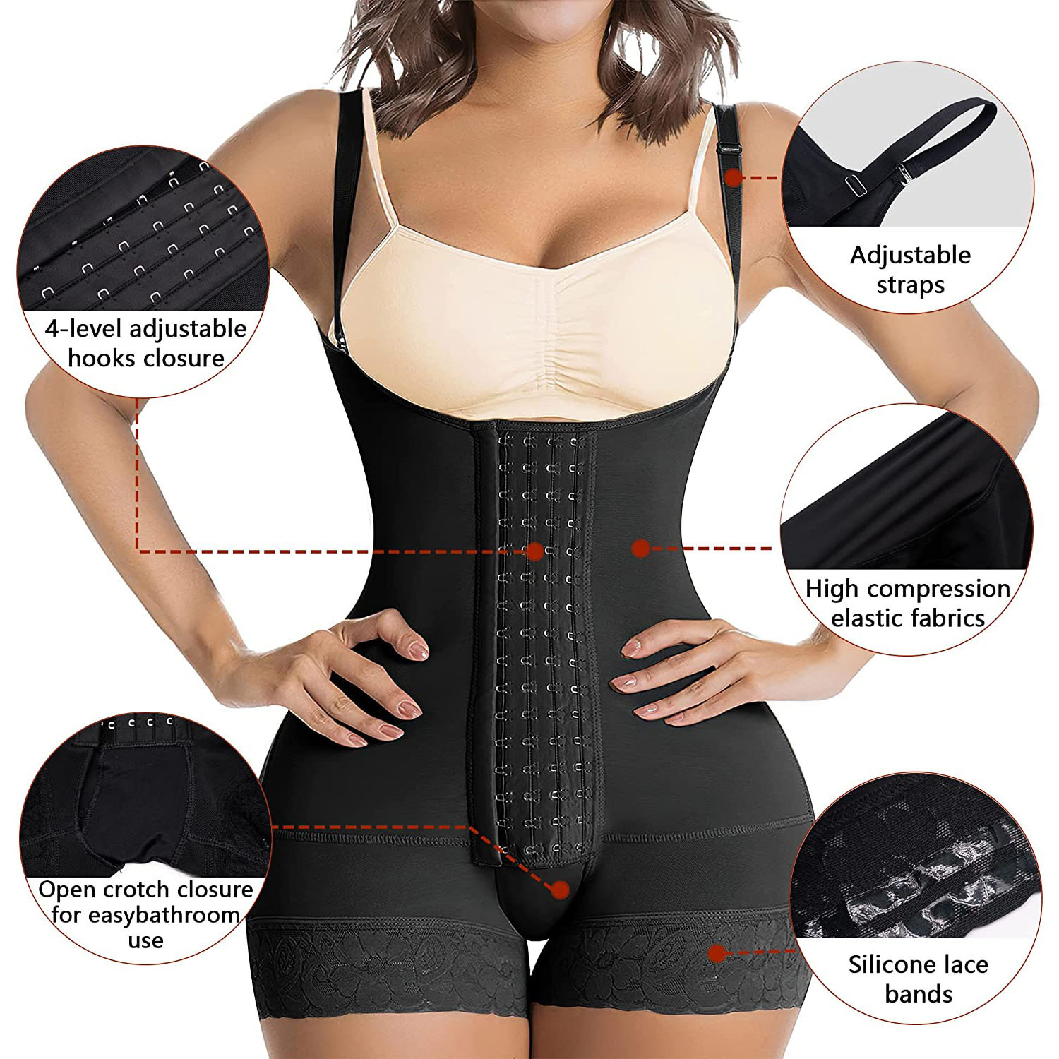 Large Size Corset Four Breasted Mesh Belly Contracting Slimming Clothes Waist Slimming Postpartum Body Shaping Belly Contracting One-Piece Corset Cross-Border