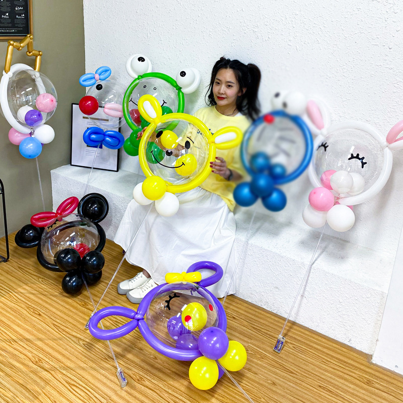 Internet Celebrity Bounce Ball Light-Emitting Cartoon Balloon Stall Push Night Market Children's Cartoon Balloon Material Package