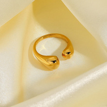 欧美新款抛光开口钛钢戒指 水滴光面个性不锈钢戒指女可调节指环