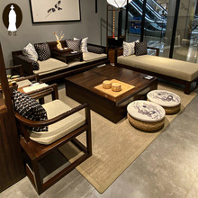新中式沙发组合现代中式客厅禅意实木沙发罗汉床乌金木家具