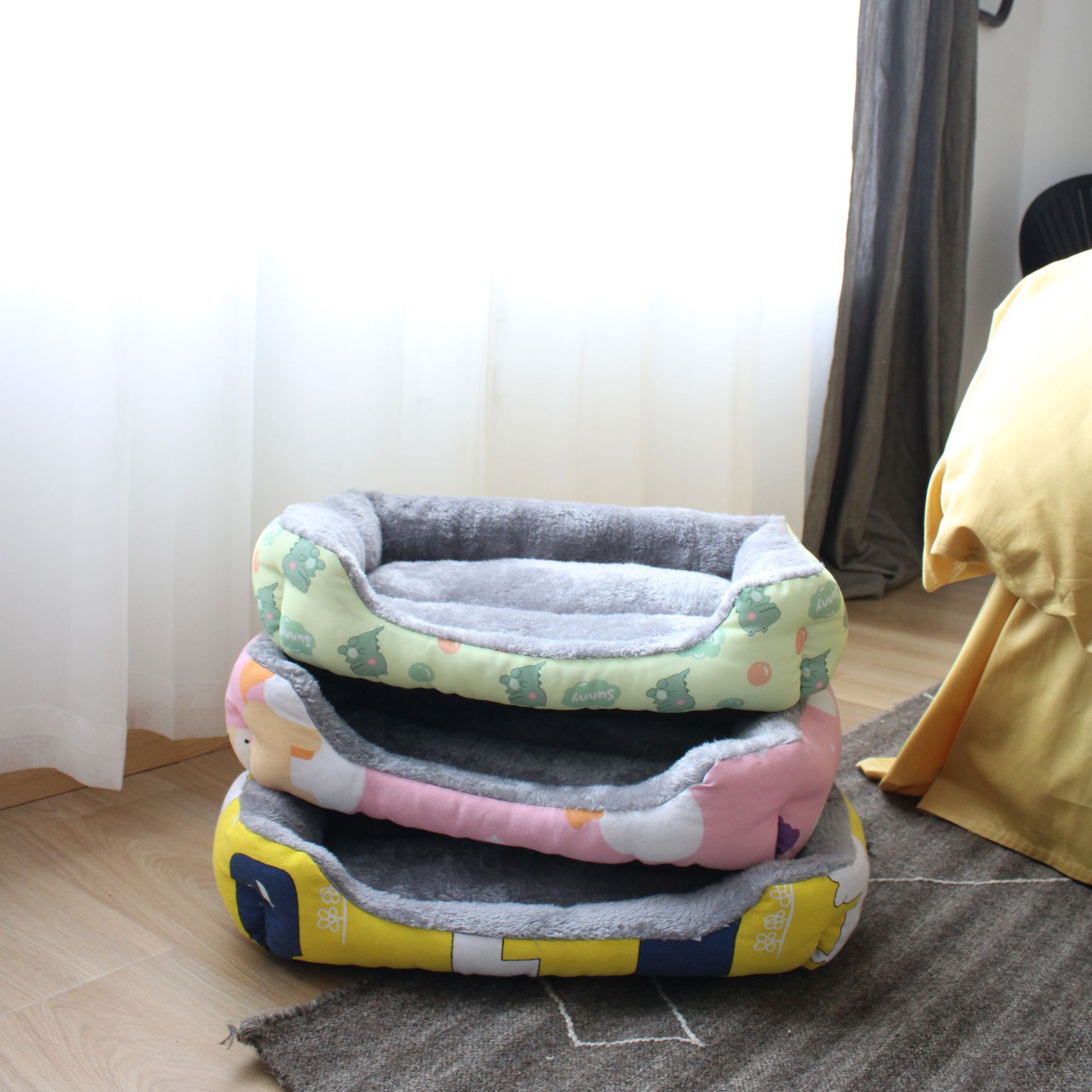 厂家现货批发狗窝冬季保暖棉窝糖果色长毛宠物窝猫窝泰迪睡垫