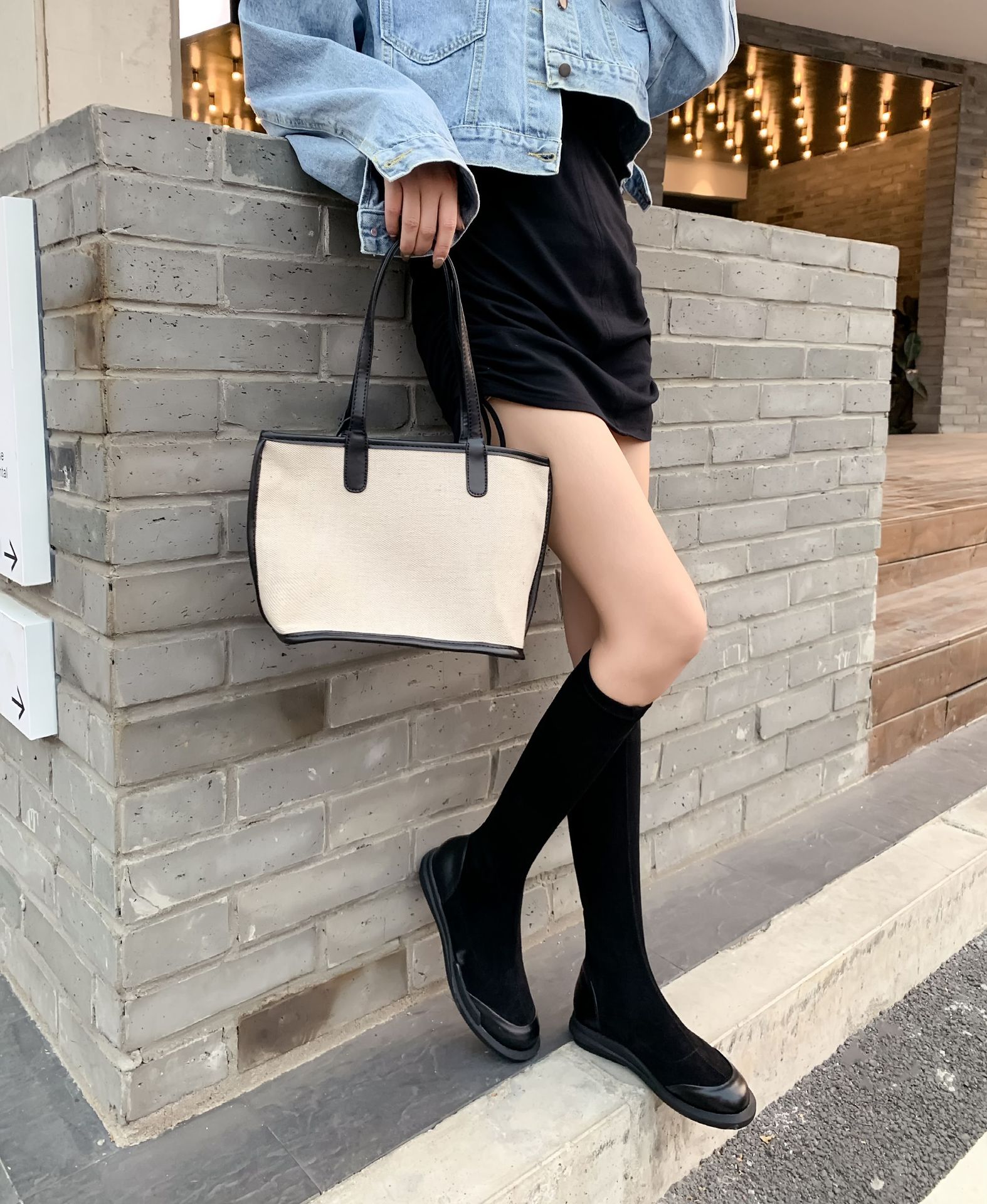 过膝长靴女2021秋冬新款袜子靴粗跟弹力靴高筒骑士靴显瘦小香风