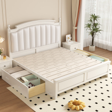 美式床白色现代简约实木床主卧大床1.8米双人婚床1.5米公主床婚床