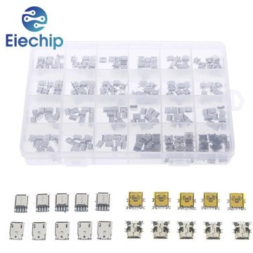 微型usb连接器套件240pcsusb端口端尾插头用于mp3/4/5diy smd dip
