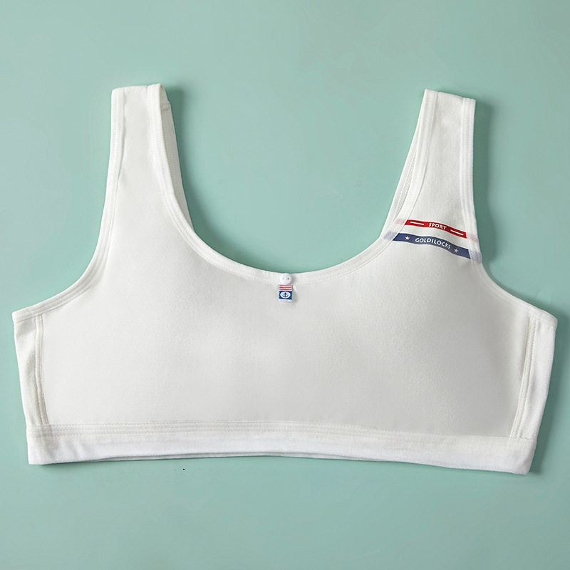 Girls' Seamless Sports Bra Wide Shoulder Strap Fixed Cotton Cup Tube Top Children's Development Period Student Girl Bra