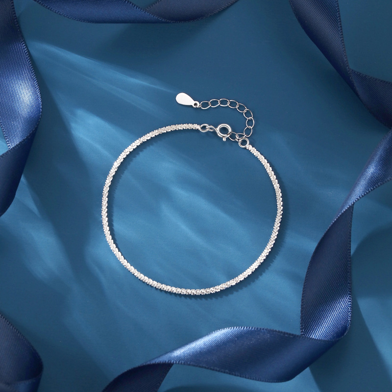 s925纯银波光粼粼菜花满天星雪花手链女小众简约首饰情人节礼物