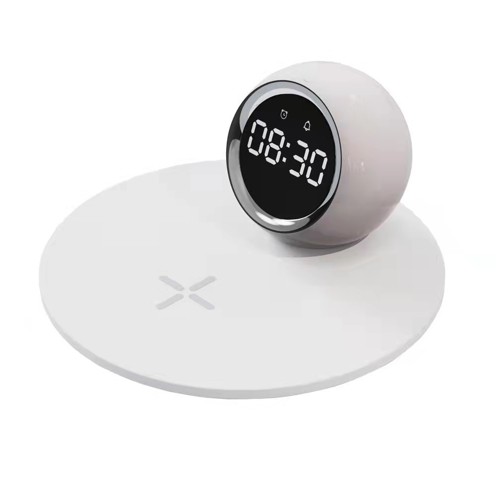 New Product Wireless Charger Small Night Lamp Furniture with Alarm Clock Bedroom Student Accommodation Table Lamp Business Gift Logo Printing