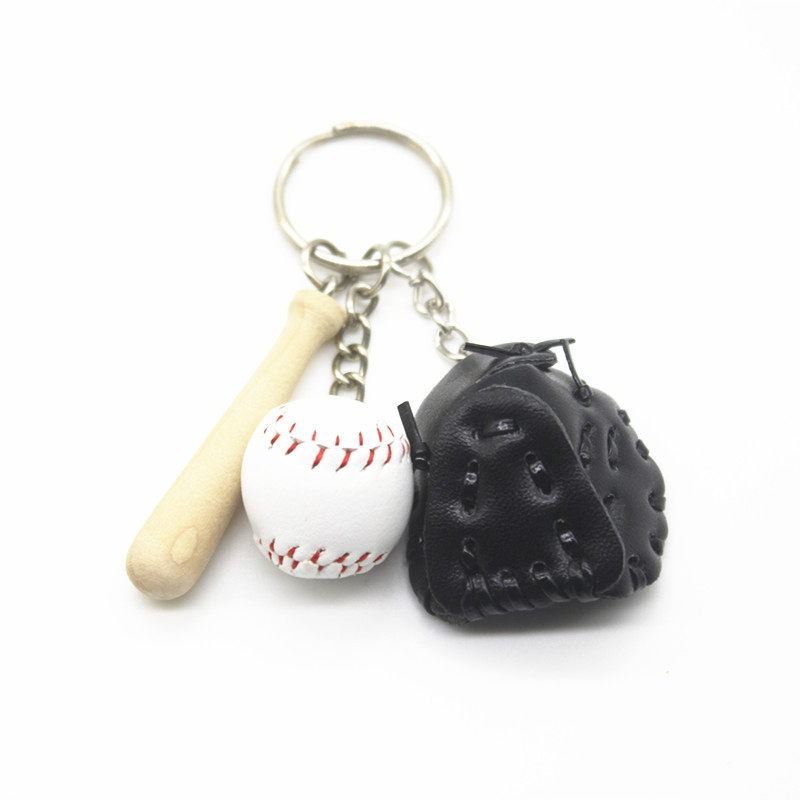 2cm Baseball Keychain Three-Piece Pendant Gift Baseball Three-in-One Fashion Car Pendant Souvenir Wholesale