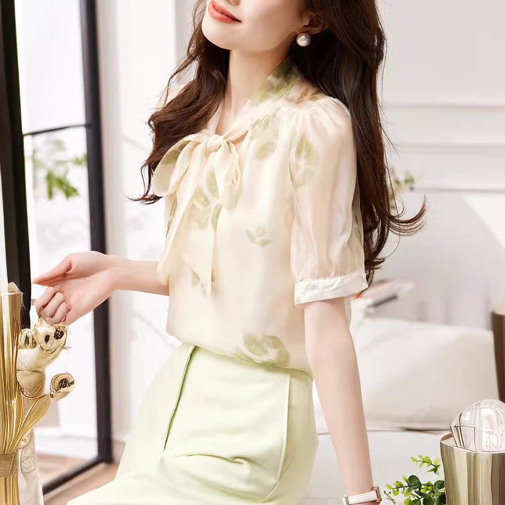 跨境货源2024年夏季新款韩版时尚雪纺衫甜美套头洋气小衫女士上衣