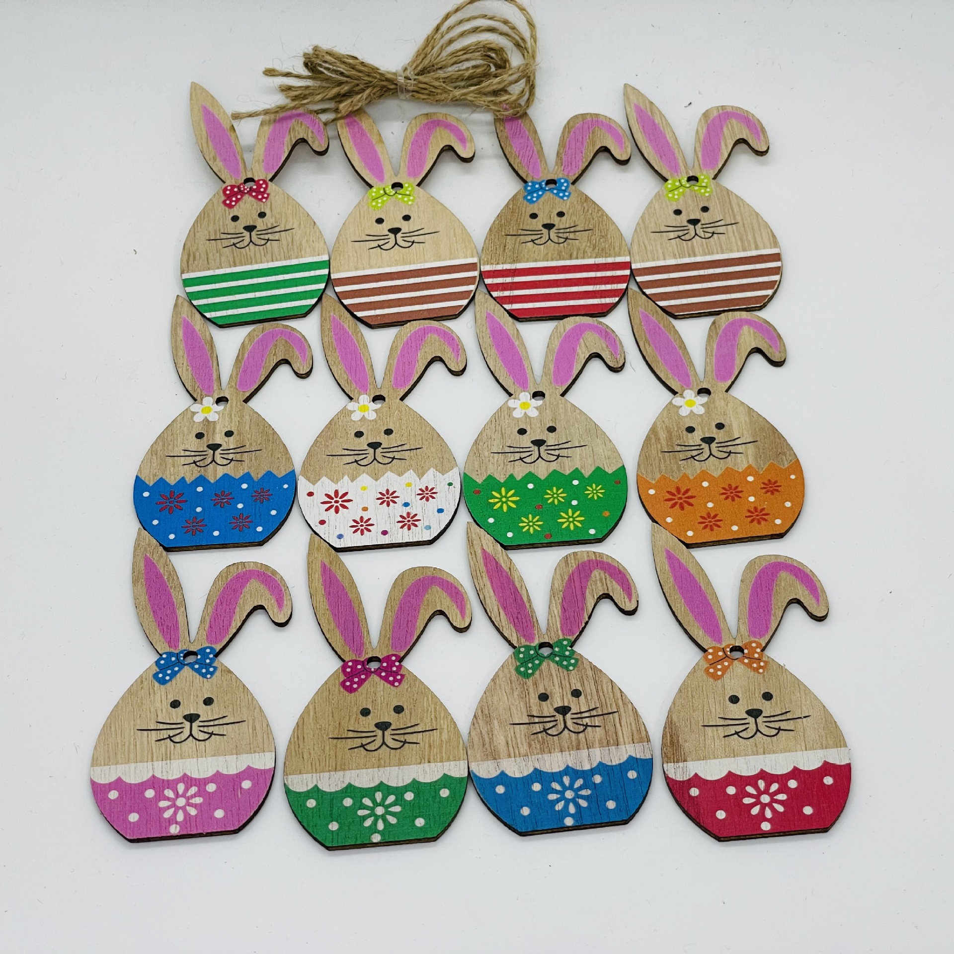 新款复活节木质工艺品小木片兔子系列家居装饰儿童diy趣味摆饰
