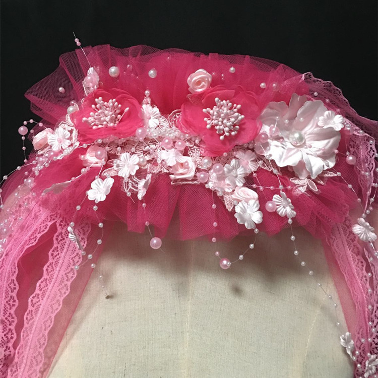 新娘头纱三层80年代90年代婚礼派对港风婚纱拍照网红蝴蝶结珍珠纱