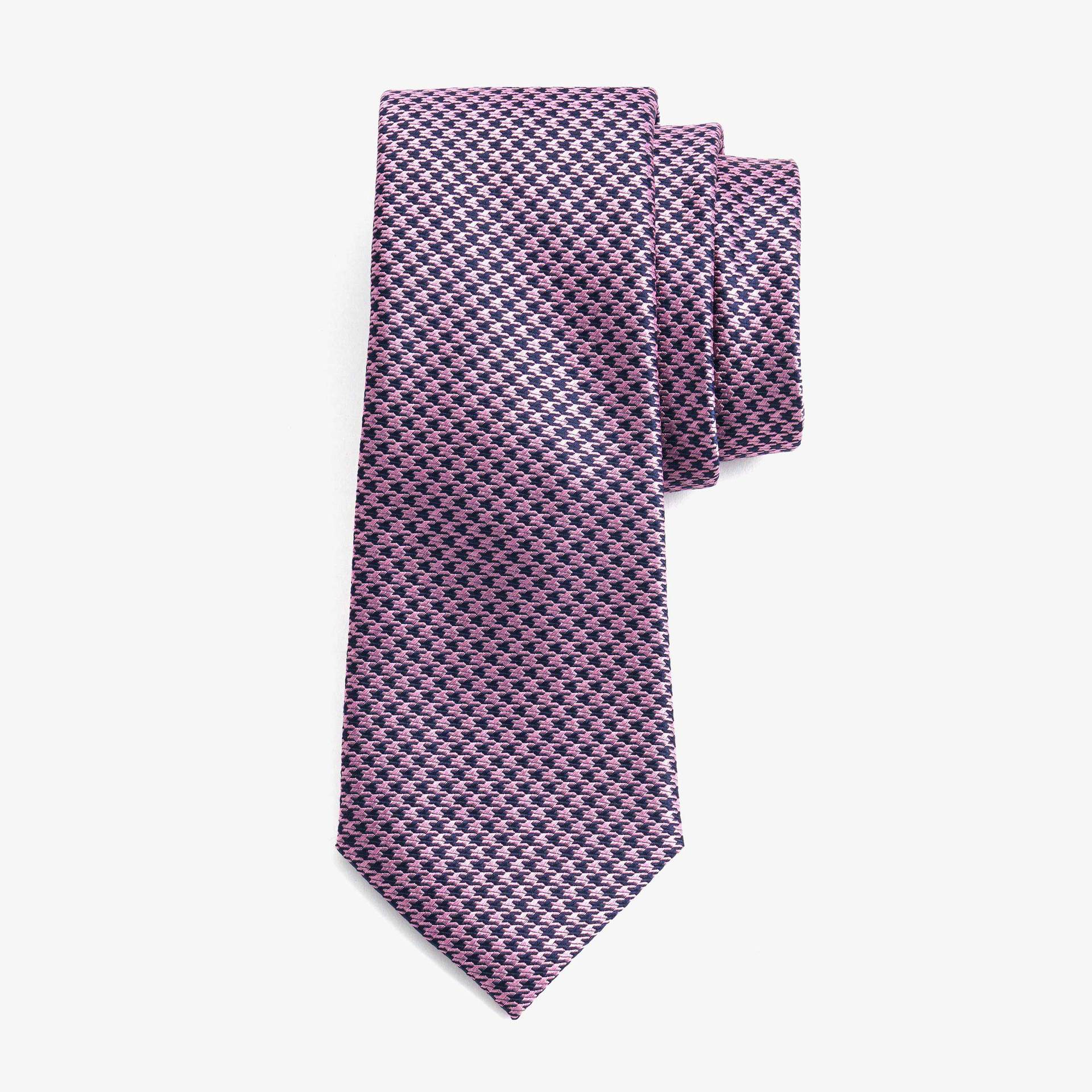 haddon & burley 英式复古粉色半素色千鸟格暗纹理色织真丝领带8c