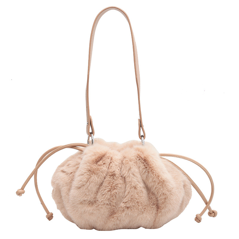 Special-Interest Design Plush Tote Female 2022 New Versatile Plush Shoulder Bag Twist Braid Underarm Bag