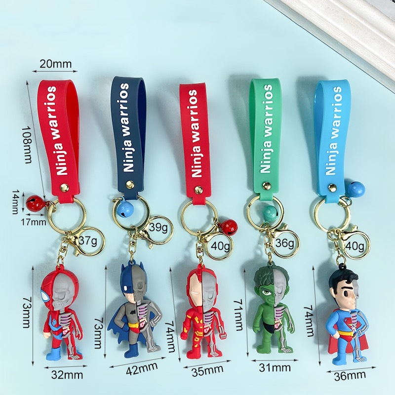 Creative Semi-Anatomy Avengers Keychain Trendy Cool Mechanical Iron Man Spider-Man Key Chain Marvel Pendant