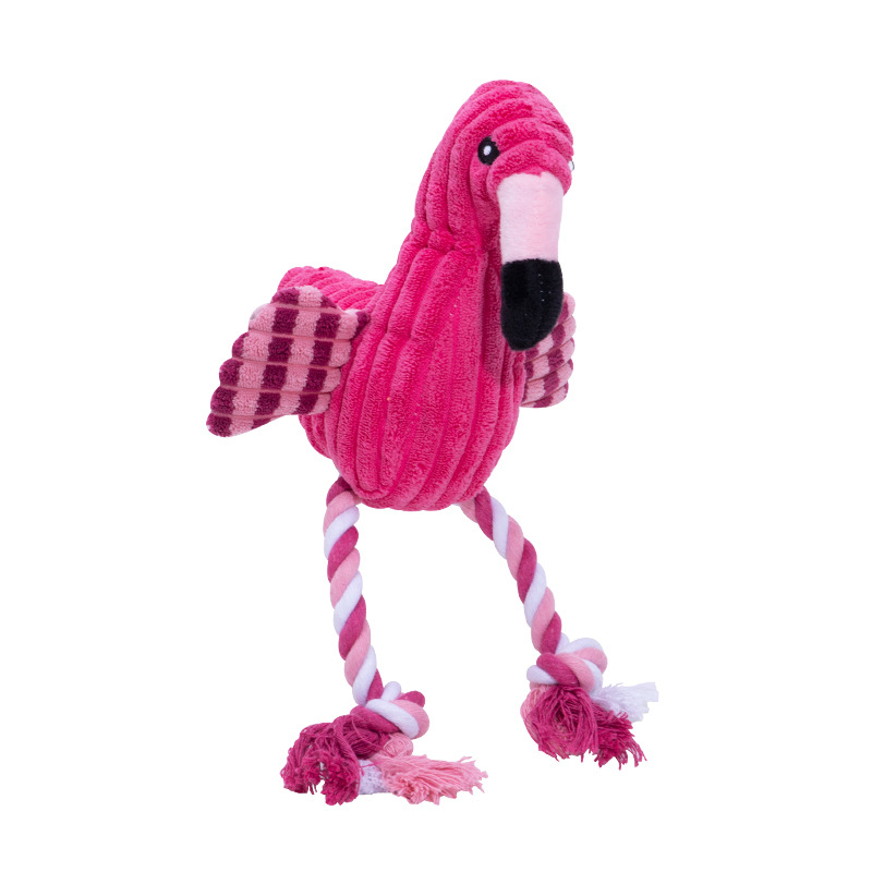 Factory Direct Supply Dog Bite Plush Sound Toy Teeth Cleaning Molar Flamingo Dog Toy Bends and Hitches Dog Bite Rope