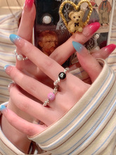 不规则碎银子珍珠戒指女生轻奢小众设计高级感食指戒个性指环