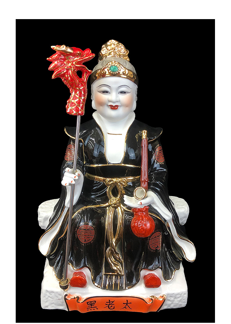 18寸玉瓷黑老太太佛像黑妈妈神像家用供奉摆件仙家黑老太厂家直供