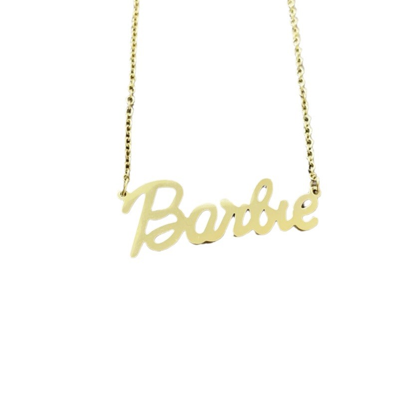 Popular Italic English Barbie Letter Necklace Sweet Hip Hop Clavicle Chain Versatile Personality Steel Ornaments