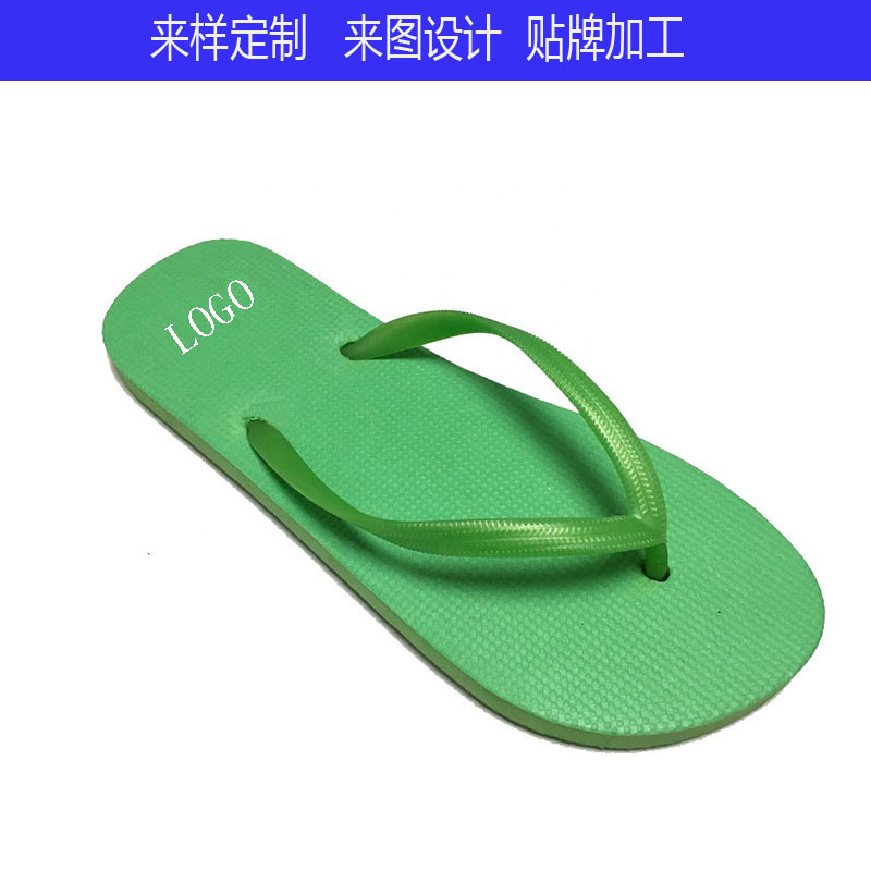 fuzhou factory customized green flip-flops logo pattern advertising beach flip-flops sandals summer