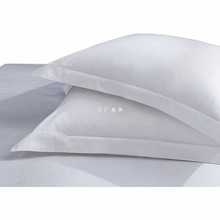 A5L宾馆酒店布草床上用品纯白色贡缎条纹涤棉加厚密飞边单人枕套