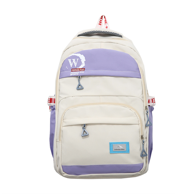 Schoolbag Women's New Fashion Lightweight Burden Alleviation Spine Protection Backpack College Style Middle School Students' Backpack