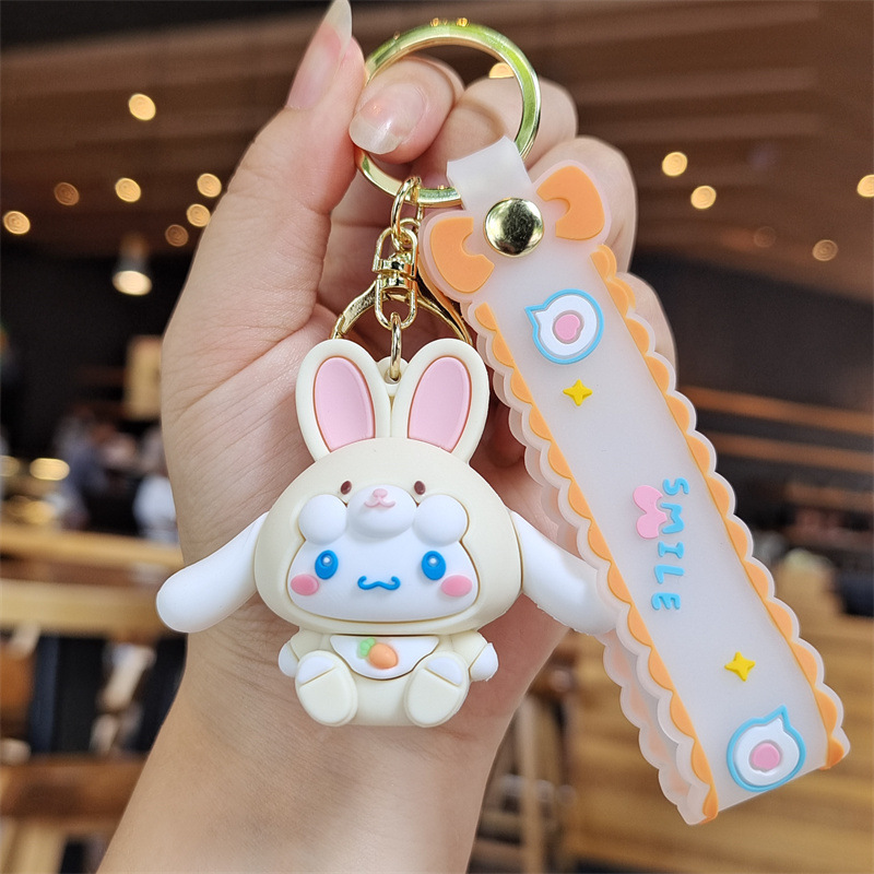 Sanrio Cartoon Keychain Cute Animal Big Ear Dog Doll Girl Bag Pendant Car Key Chain Wholesale