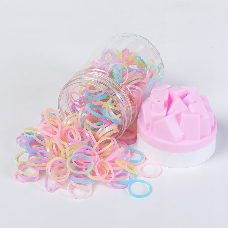 Korean Style High Elastic Children's Disposable Hair Band Hair Ring Canned Girl's Strong Pull Continuous Color Rubber Band