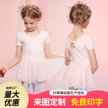 舞蹈服儿童女夏季短袖女童芭蕾舞练功裙女孩中国舞考级形体连体裙
