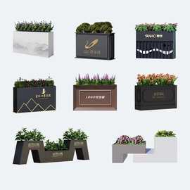 户外不锈钢花箱阳台组合花盆商业街道花槽小红书种植造景铁艺花架