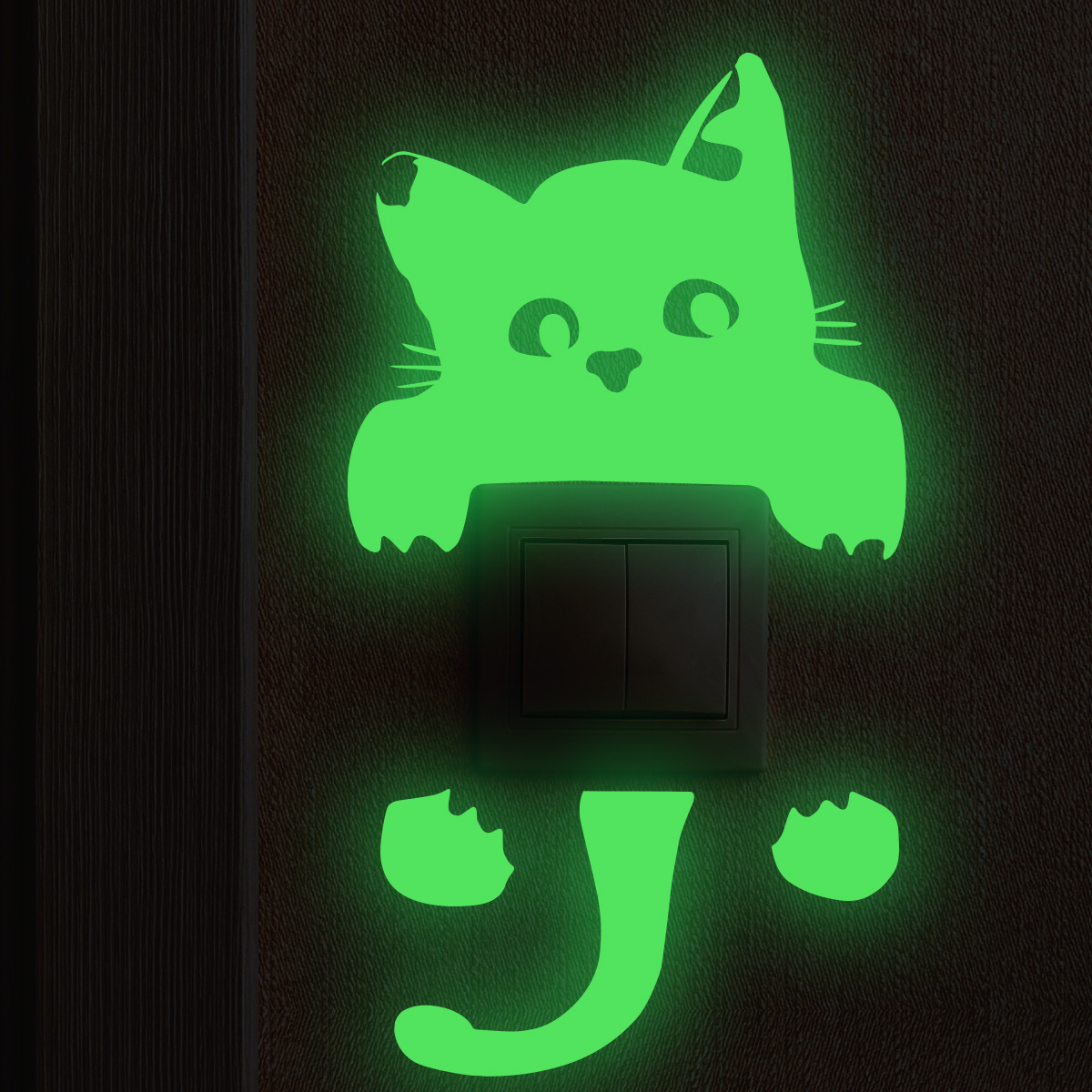 yj6005-zy小猫夜光开关贴卧室客厅开关贴装饰自粘墙贴纸