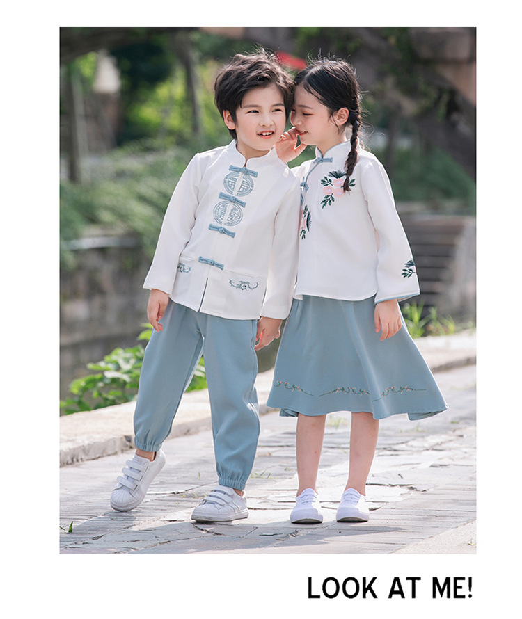 中国风校服来样定制幼儿园国潮唐装小学生复古国学风汉服