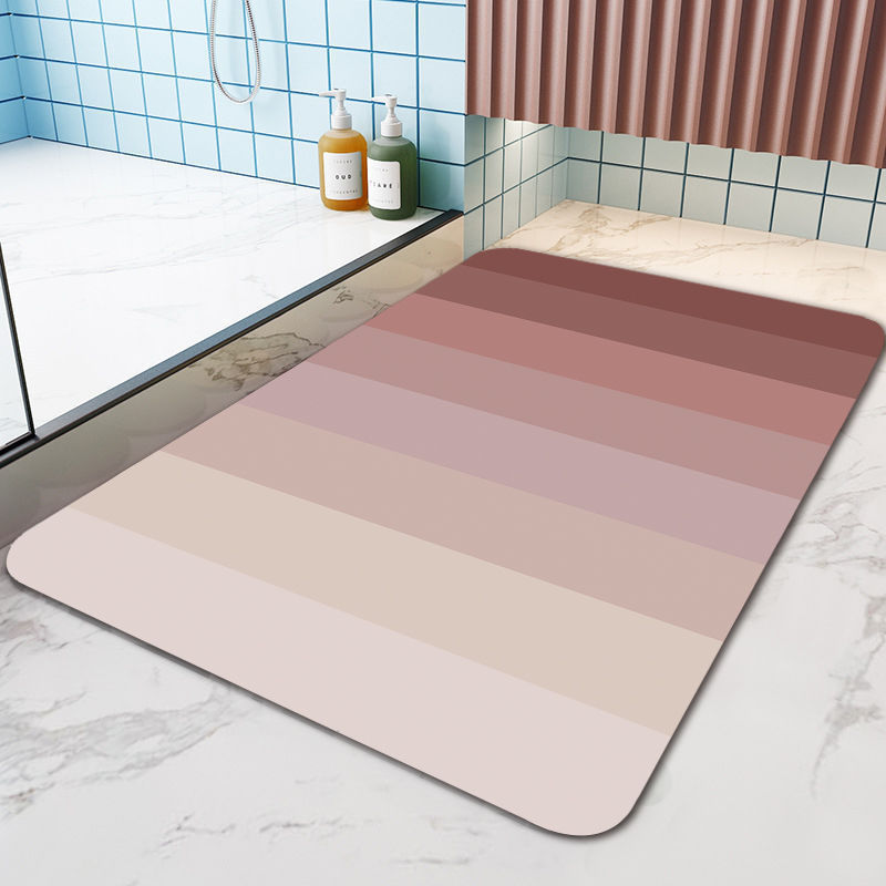 Morandi Ice Cream Stick Absorbent Bathroom Mats Bathroom Toilet Foot Mat Non-Slip Stain-Resistant Faux Leather Carpet