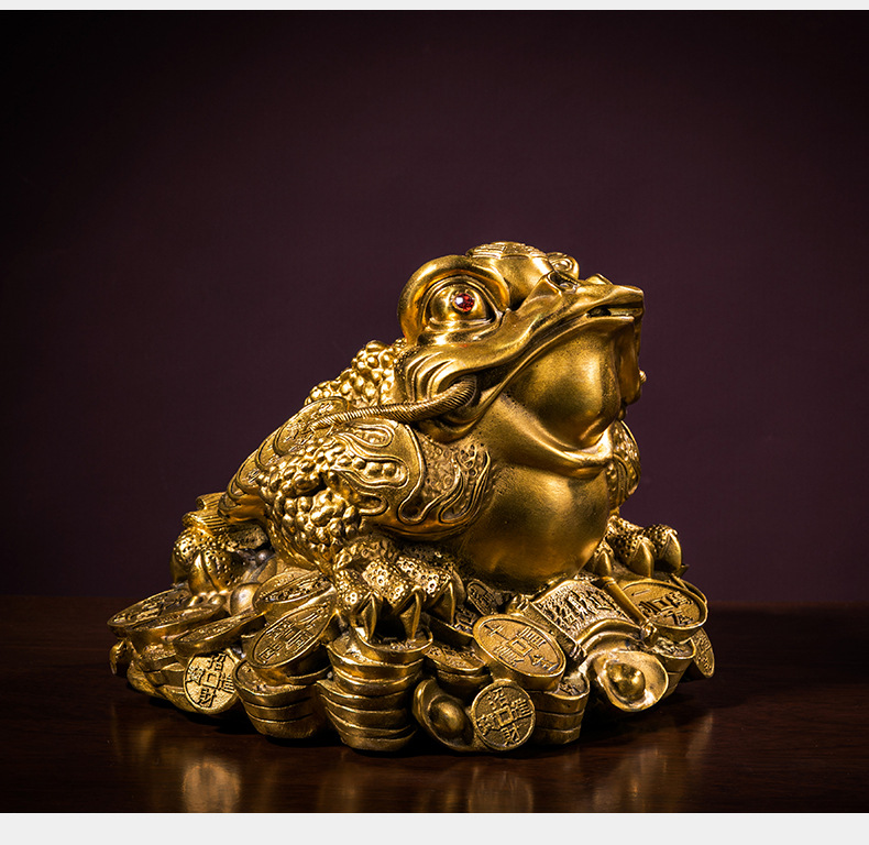 纯铜招财蟾蜍摆件三足金蝉元宝蟾蜍铜器工艺品开业礼品厂家批发