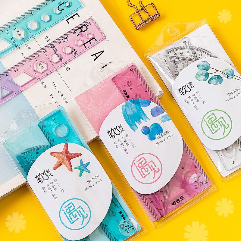 a软尺子套装4件套学生文具15/20cm不伤手直尺量角-阿里巴巴