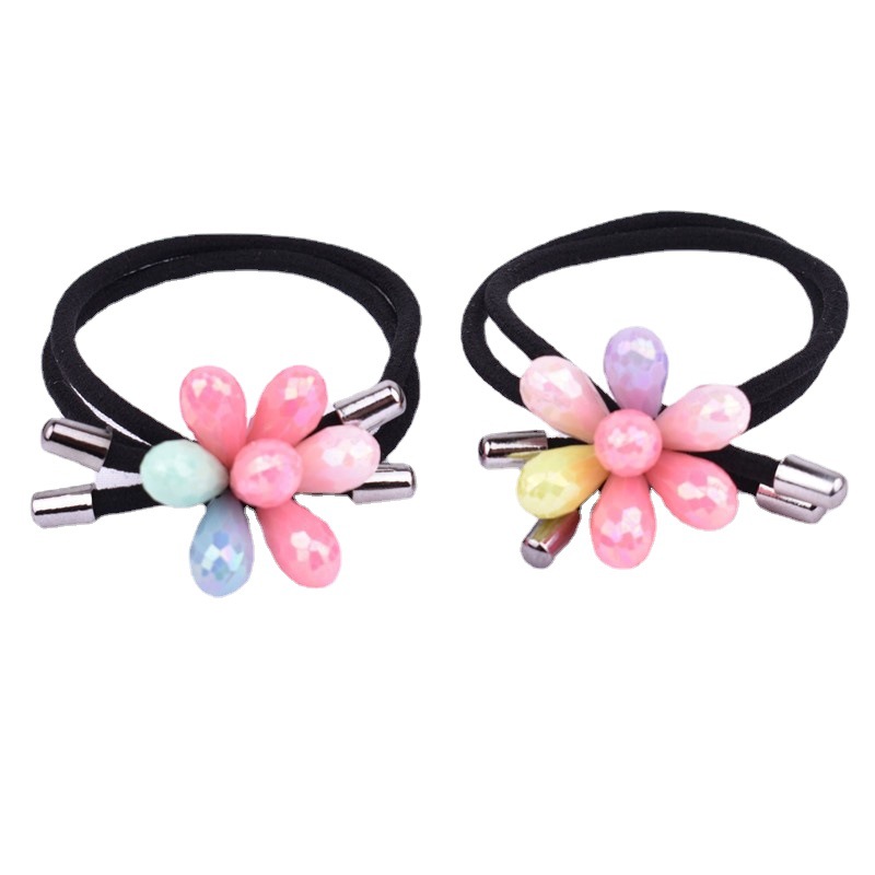 Wholesale New Hair Accessories High Elastic Color Tube Bead Rubber Band Two-in-One Knotted Head Rope Hair Ring Headdress Two Yuan Store Ornament