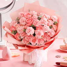 三八妇女节康乃馨玫瑰花束长辈百合生日鲜花速递同城上海配送