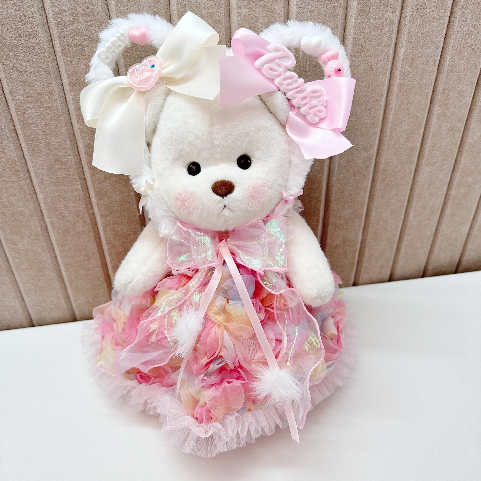 30cm熊公仔百变公主裙中号莉娜小熊糖果发箍泰迪娃娃新年裙子洋气