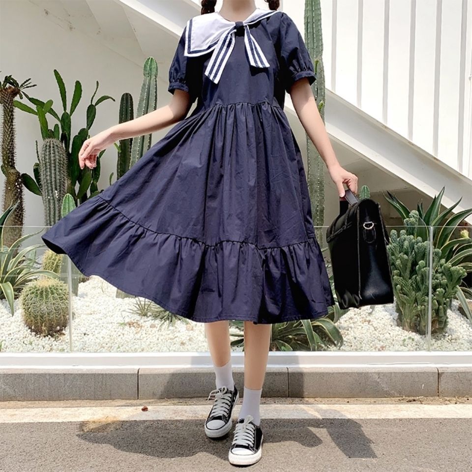 14岁大童娃娃领连衣裙15初中学生12少女生13小女孩夏装日系长裙子
