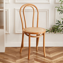 法式复古实木餐椅索耐特椅咖啡家用藤编餐厅椅极简设计师椅批发