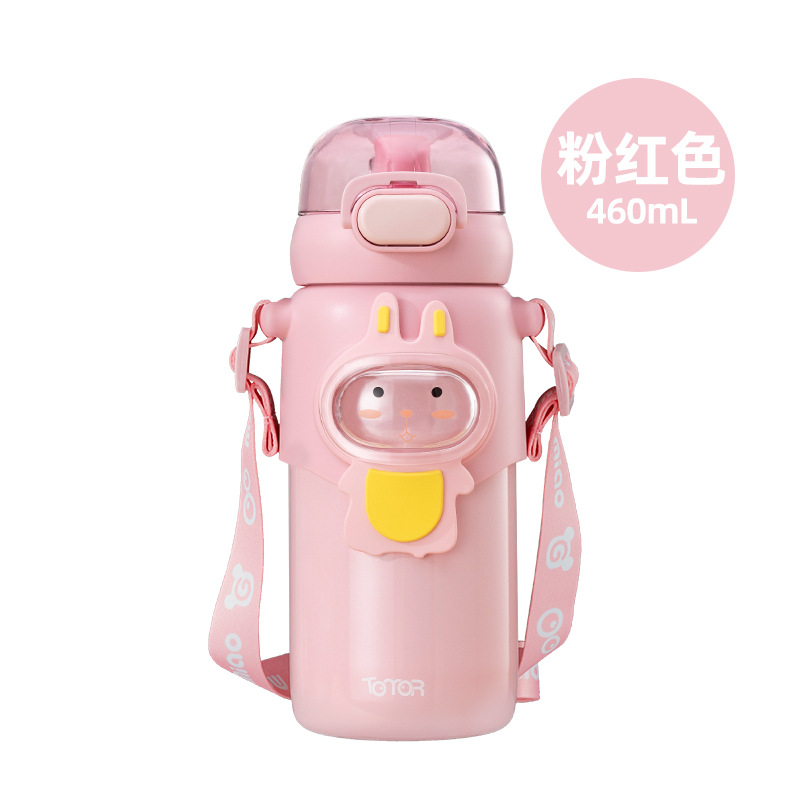 Children's 316 Stainless Steel New Thermos Cup Cute Cartoon Good-looking Portable Cup with Straw Wholesale for Male and Female Students