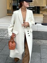 韩国东大门 双面羊绒大衣 长款版型西装领宽松显瘦加厚羊毛外套