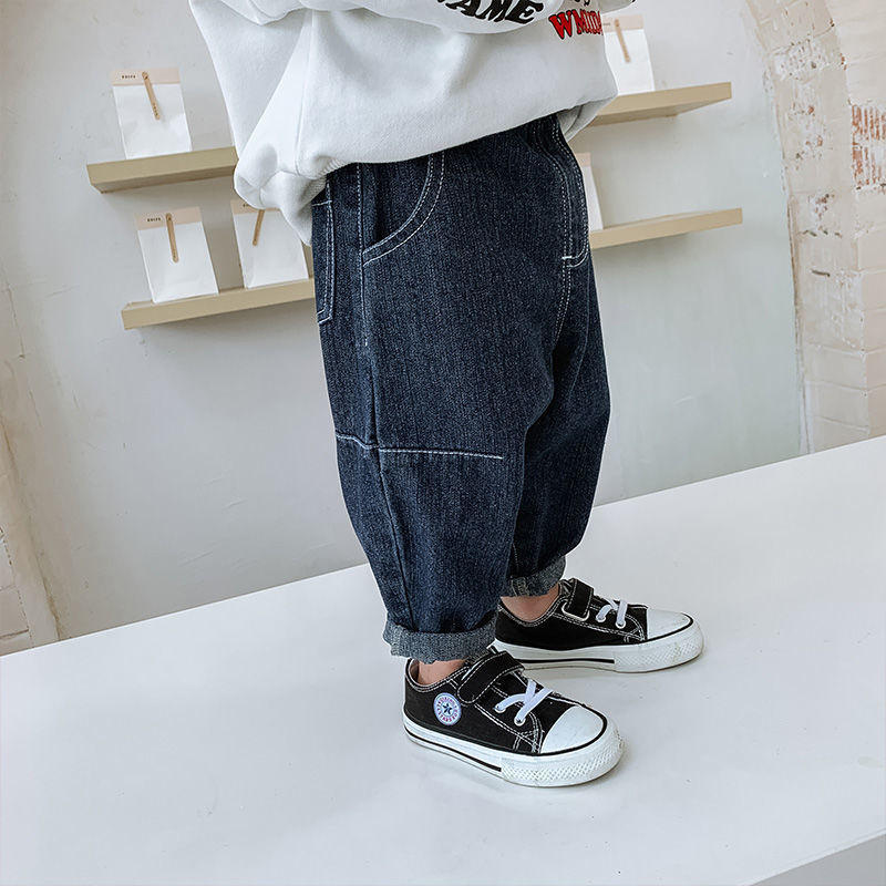 宝宝牛仔裤男童春秋韩版新款裤儿童外穿长裤小童裤子款萝卜童装