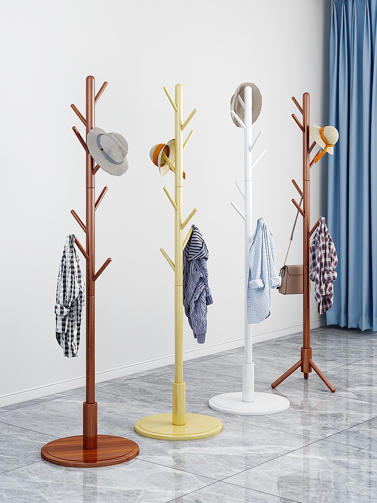 店铺个性房间美容院色立体墙角衣服架子落地挂衣架简易家用原木树