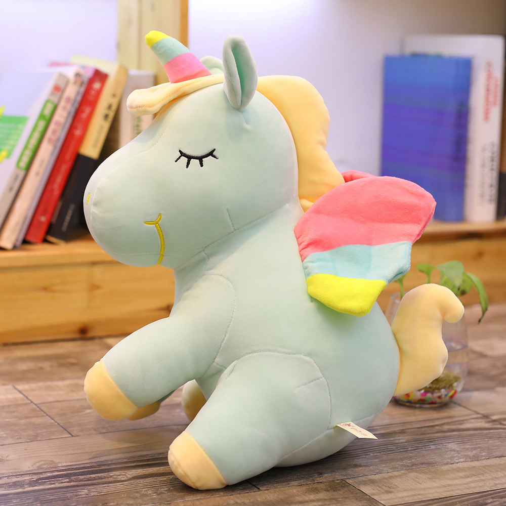 ins彩虹天使 独角兽毛绒玩具羽绒棉小马公仔儿童玩偶生日礼物批发