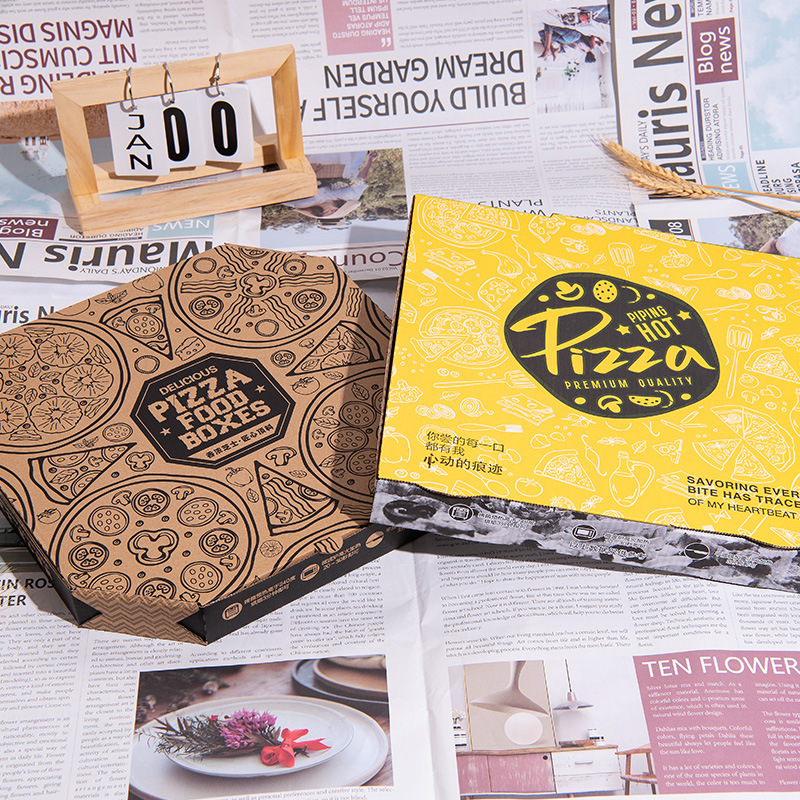 定制12寸披萨盒加厚加硬一次性9寸可折叠pizza打包盒商用订 制