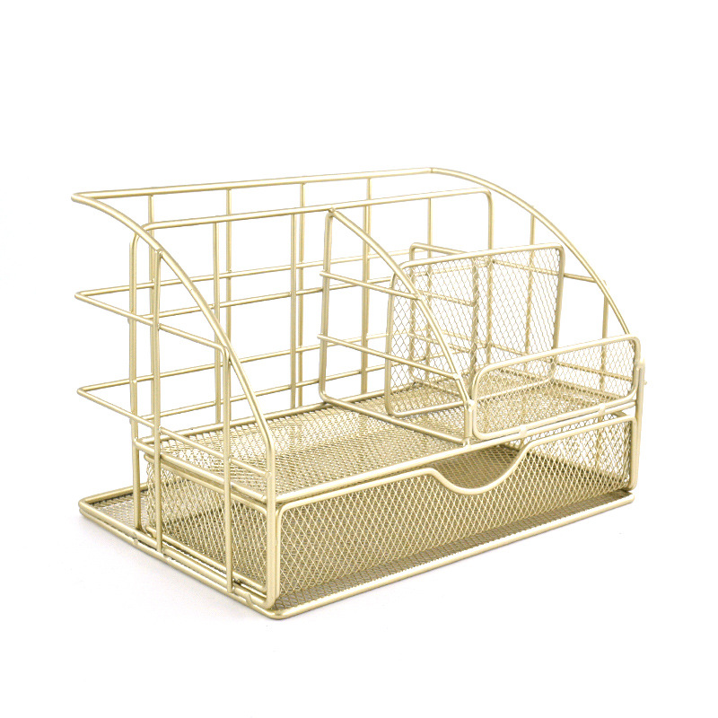 Simple Iron Desktop Drawer Cosmetic Storage Organizing Multi-Functional Student Creativity Stationery Office Combination Basket