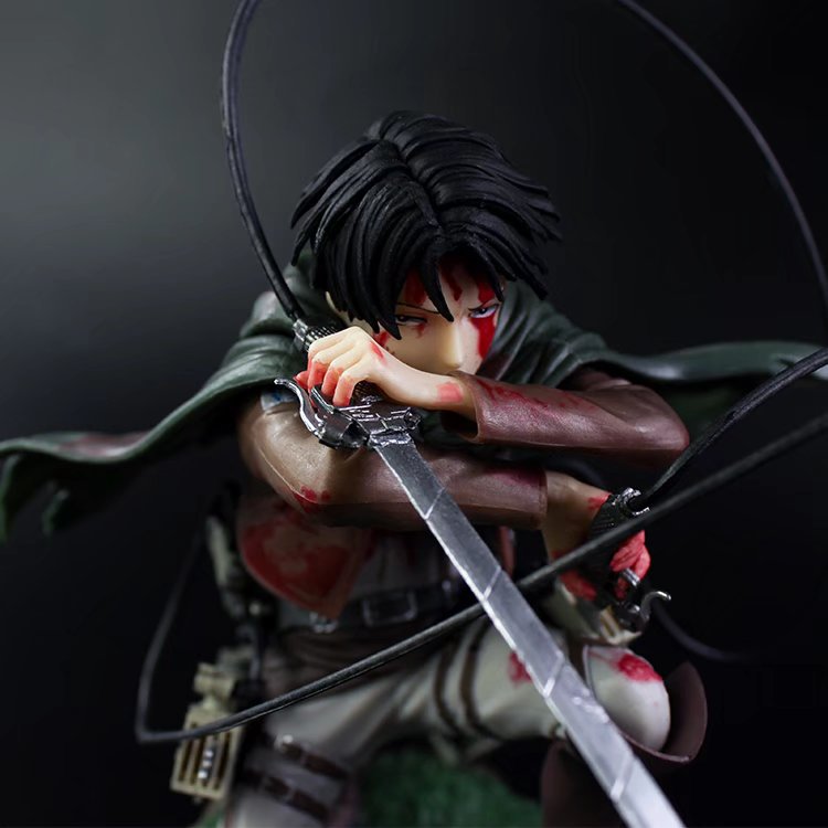 有鱼动漫进击的巨人 利威尔 蹲姿 血战战损兵长 盒装手办模型摆件