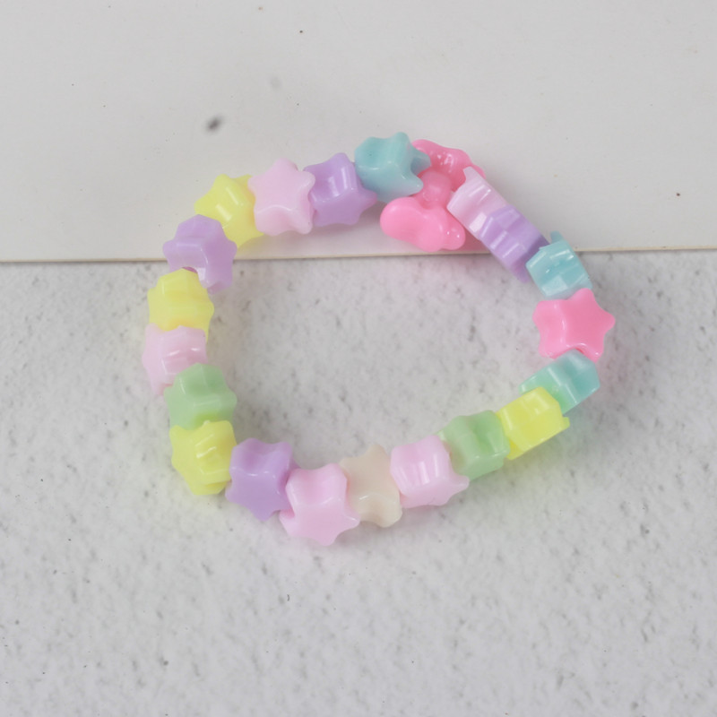 Children's Cute Bracelet Colorful Acrylic Beads Girls' Plastic Pearl Beaded Colorful Beads Bracelet Flower Bracelet